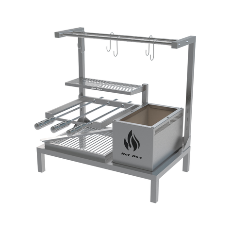 Parrilla de Alvenaria 74x45 com Grelha Uruguaia + 3 Espetos e Tendal