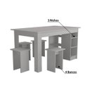 Ver imagem 3 de Conjunto de Mesa 140cm com 4 Bancos e 3 Prateleiras - Branco