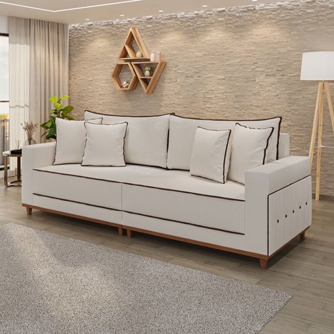 Sofá para Sala de Estar Living 05 Lugares 256cm Montes Claros