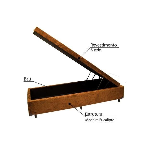 Baú Sommier 79x198x43 Suede Amassado - Marrom - 7