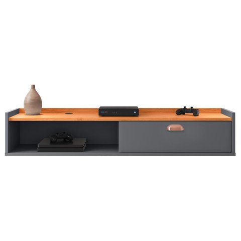 Rack Suspenso Sala Quarta com 1 Porta e Nicho Home Decor 1.20 - Rpm:cinza/cinamomo