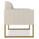 Ver imagem 4 de Kit 02 Poltronas Marisa Linho Areia A27 Base Industrial Metálica Dourado