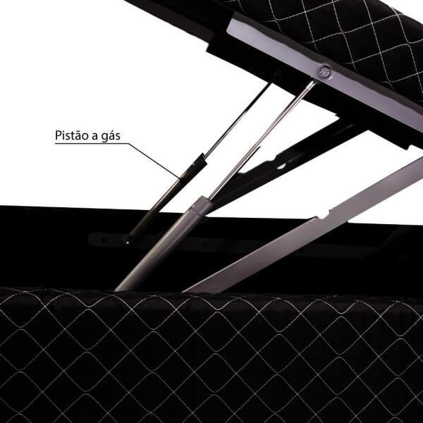 Baú Sommier 96x203x43 Matelassê - Preto - 2
