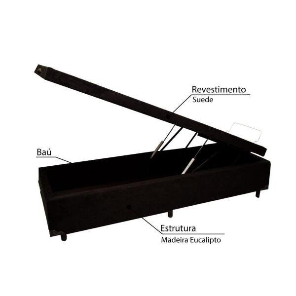 Baú Sommier 96x203x43 Suede Amassado - Preto - 7
