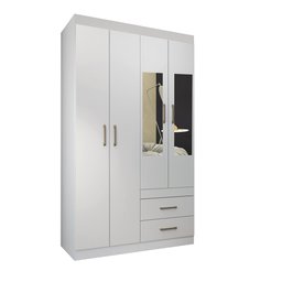 Guarda-Roupa Solteiro Star 4 Portas 2 Gavetas com Espelho Santos Andirá - 1