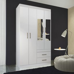 Guarda-Roupa Solteiro Star 4 Portas 2 Gavetas com Espelho Santos Andirá - 2