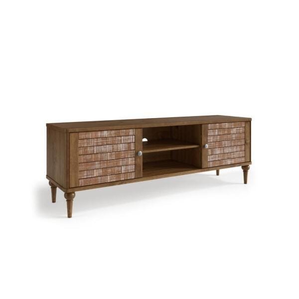 Rack Colonial com 2 Portas e 2 Nichos 150cm Madeira Taeda - - 6