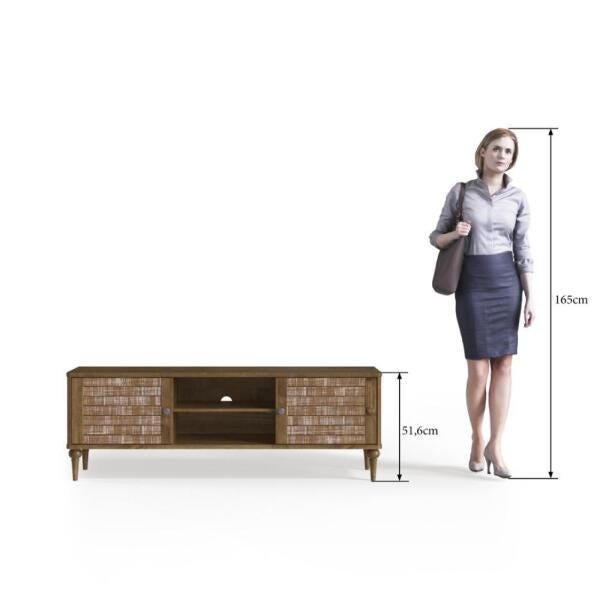 Rack Colonial com 2 Portas e 2 Nichos 150cm Madeira Taeda - - 9