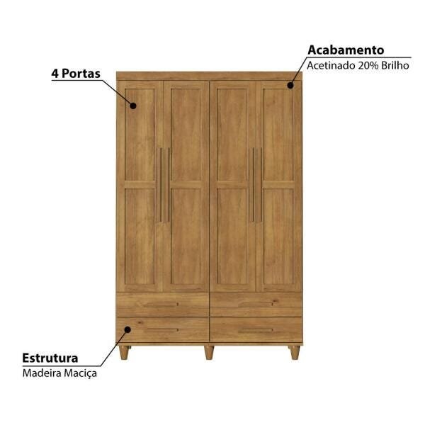 Guarda-Roupa Taurus com 4 Portas e 4 Gavetas- Imbuia - 2