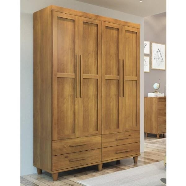 Guarda-Roupa Taurus com 4 Portas e 4 Gavetas- Imbuia - 5