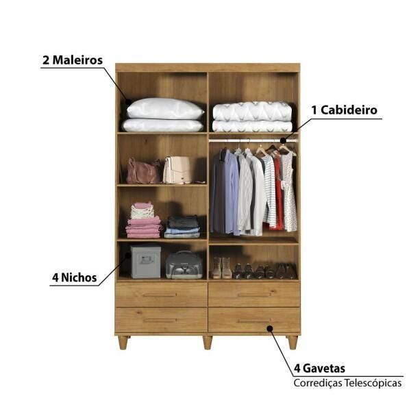 Guarda-Roupa Taurus com 4 Portas e 4 Gavetas- Imbuia - 3