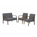 Ver imagem 1 de Conjunto Poltronas Jade Braço Madeira Suede Grafite