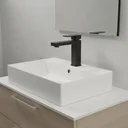 Ver imagem 1 de Torneira para Banheiro Quadrada Mesa Bica Baixa Preto Fosco 1/4v