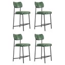 Ver imagem 1 de Kit 04 Banquetas Médias para Cozinha Lila Estofada com Encosto Couríssimo Verde - Desk Design