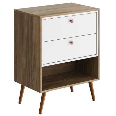 Balcão Gabinete para Banheiro com Pés 60cm Lionel B06 Branco Nogal - Lyam Decor
