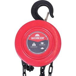 Talha Manual Corrente Polida 8" Worker 1t Elevação 5m - 2