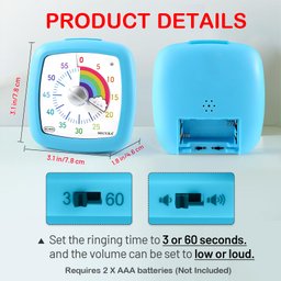 Secura Timer Visual Silencioso 60 Minutos para Estudo e Gestão de Tempo (azul) - 4