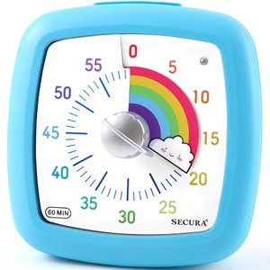 Secura Timer Visual Silencioso 60 Minutos para Estudo e Gestão de Tempo (azul)