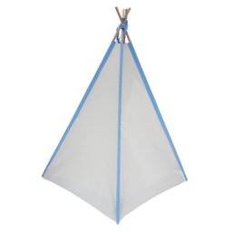 Cabana Cachorro Gato Camping Pet - Algodão Cru e Azul Poá - Tamanho Único - 3