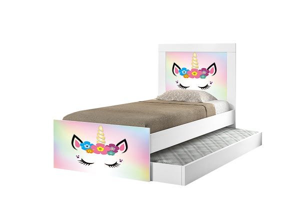 Cama Solteiro com Auxiliar Unicórnio Feliz com 2 Colchões - 3