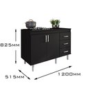 Ver imagem 4 de Balcão para Cooktop 1,20m 5 Bocas 2 Portas e 3 Gavetas Turim