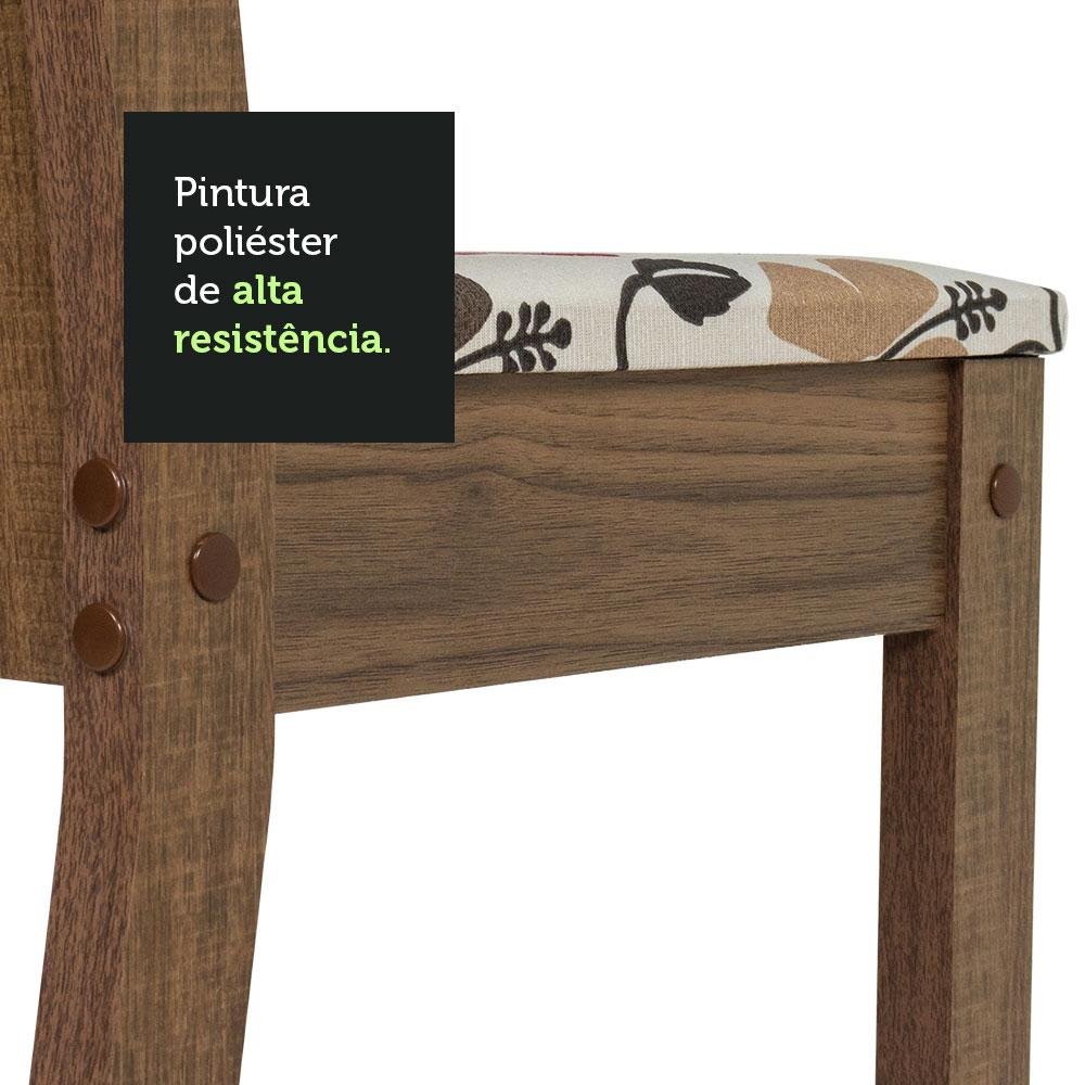 Conjunto Sala de Jantar Madesa Rute Mesa Tampo de Madeira com 4 Cadeiras - Rustic/hibiscos - 6