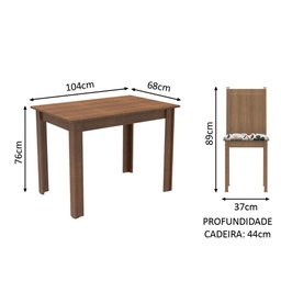 Conjunto Sala de Jantar Madesa Rute Mesa Tampo de Madeira com 4 Cadeiras - Rustic/hibiscos - 3