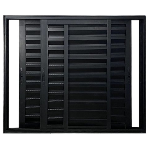 Janela Veneziana 3 Folhas Móveis Alumínio Preto Linha 25:100 x 150