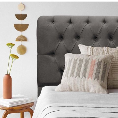 Cabeceira Estofada Capitonê Livia 100cm Solteiro para Cama Box Corino Cinza - Gat Magazine
