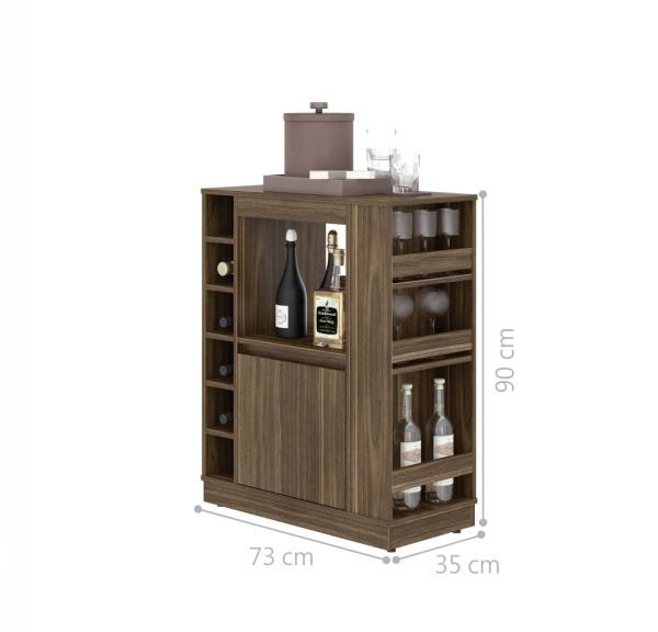 Conjunto Bancada Camberra e Aparador Bar Brunello Marrom - 4