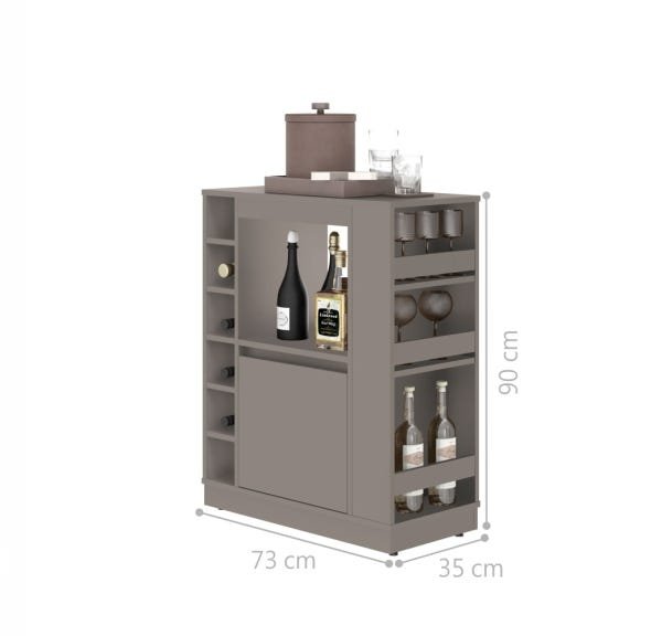 Conjunto Bancada Camberra e Aparador Bar Brunello Fumê - 5