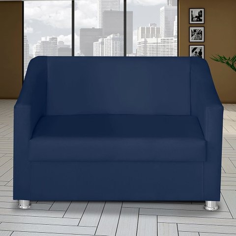 Poltrona Namoradeira Sala de Estar 110cm Tilla Suede - Mafer: Azul Marinho