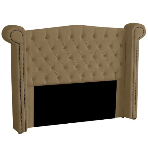 Cabeceira Casal Estofada para Cama Box Ayla Veludo Capuccino