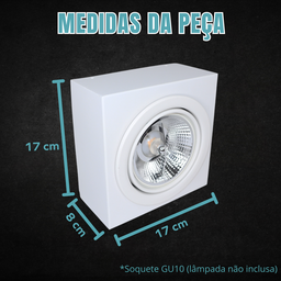 Spot Plafon Sobrepor de Teto Direcionável Quadrado Lâmpada Ar 111 - 3500/1 - Preto Texturizado - 3