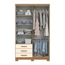 Ver imagem 2 de Guarda Roupa de Solteiro 4 Portas e 3 Gavetas Caju Cinamomo Off White - Henn