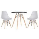 Ver imagem 2 de Conjunto Mesa Jantar Eiffel 70cm Preta + 2 Cadeiras Charles Eames - Branca