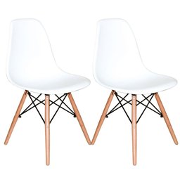Conjunto Mesa Jantar Eiffel 70cm Preta + 2 Cadeiras Charles Eames - Branca - 2