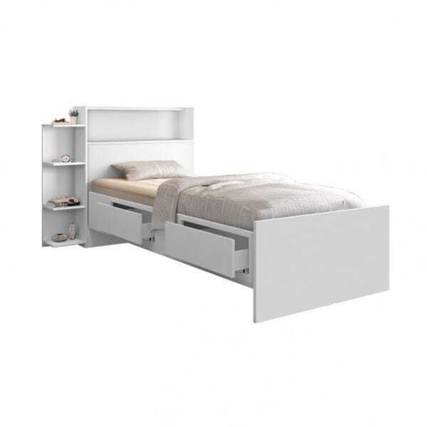 Cama Solteiro Bau 2 Gavetas Isa Vj Moveis Branco - 2