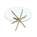 Ver imagem 6 de Conjunto Mesa de Jantar Lara 120cm Vidro Redondo Aço Carbono Bronze 4 Cadeiras em Linho Cinza