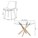 Ver imagem 4 de Conjunto Mesa de Jantar Lara 120cm Vidro Redondo Aço Carbono Bronze 4 Cadeiras em Linho Cinza