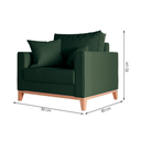 Ver imagem 5 de Poltrona Beny Individual em Linho, Base em Madeira, com 2 Almofadas. (verde)