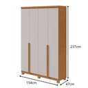Ver imagem 3 de Guarda-roupas 4 Portas 2 Gavetas 100% Mdf Alonzo sem Espelho e com Pés - Lp - Rei de Casa Amendoa Cl