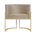 Ver imagem 3 de Kit Namoradeira + 1 Poltrona Decorativa Luana Suede Capuccino Base Dourada Mz Decor