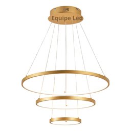 Lustre Pendente Moderno Anéis Led 89w 3 Arcos 60cm Cor Dourado Equipe Led - 2