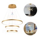 Ver imagem 1 de Lustre Pendente Moderno Anéis Led 89w 3 Arcos 60cm Cor Dourado Equipe Led