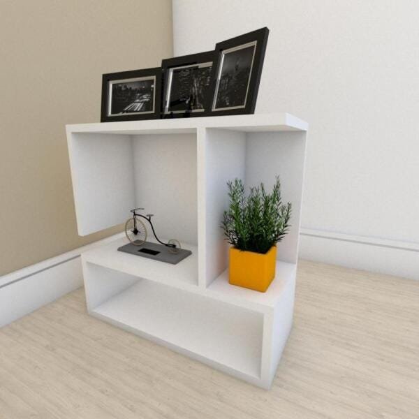 kit com 2 Mesa de cabeceira simples em mdf Branco - 1