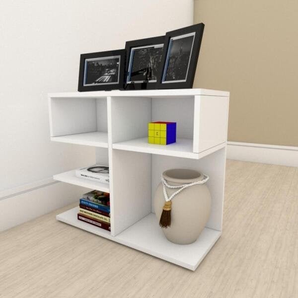 kit com 2 Mesa de cabeceira simples em mdf Branco - 1