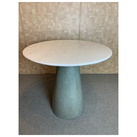 Mesa de Jantar Cone Cimento Queimado 70cm Tampo Mármore Branco Extra - Branco