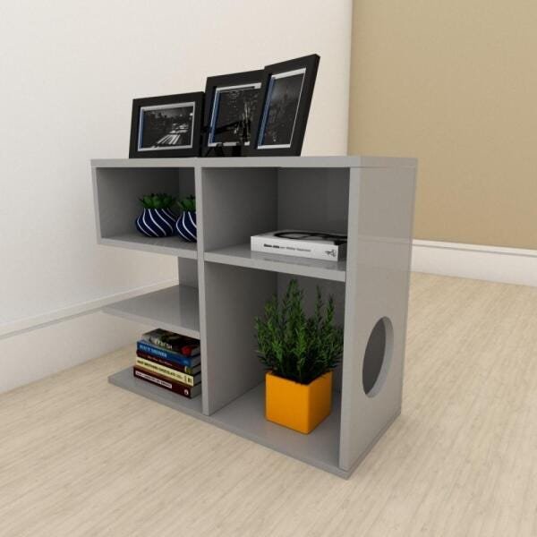 kit com 2 Mesa de cabeceira simples em mdf Cinza - 1