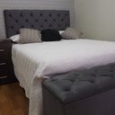 Ver imagem 1 de Kit Cabeceira e Recamier Luna Capitonê Baú Queen Suede Cinza Rbl